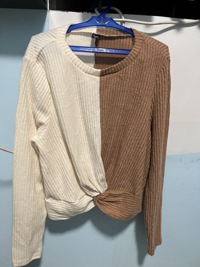 [SHEIN Curve] White and Brown Soft Sweater (Category: Longsleeves) located in Paranaque City. Submitted by calicoe (Listing ID 1448881575, Image 1). Description: 𓂃⋆.⟢ ♱ ⟢ .⋆𓂃 ♯┆ fs : white and brown soft longsleeves from shein (curve) ˶ᵔ ᵕ ᵔ˶ ! 📓 no ww, preloved | dm for dimensions condition : 10/10 flaws : none — loc : moonwalk, parañaque city — mop : gcash only — mod : lalamove / jnt / lbc ⛓️‍💥⟢ shipping dates are every tues & fri-sun, but 
