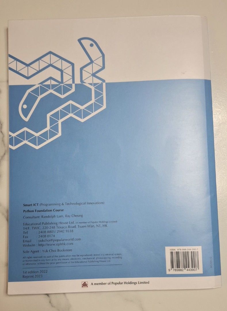 Smart ICT Python Foundation Course （分類：教科書）位於 Hong Kong。 由 rajachju 提交（商品編號 1448824042，圖片 2）。簡介： 非常新淨，有3頁做過，少量字跡。 。