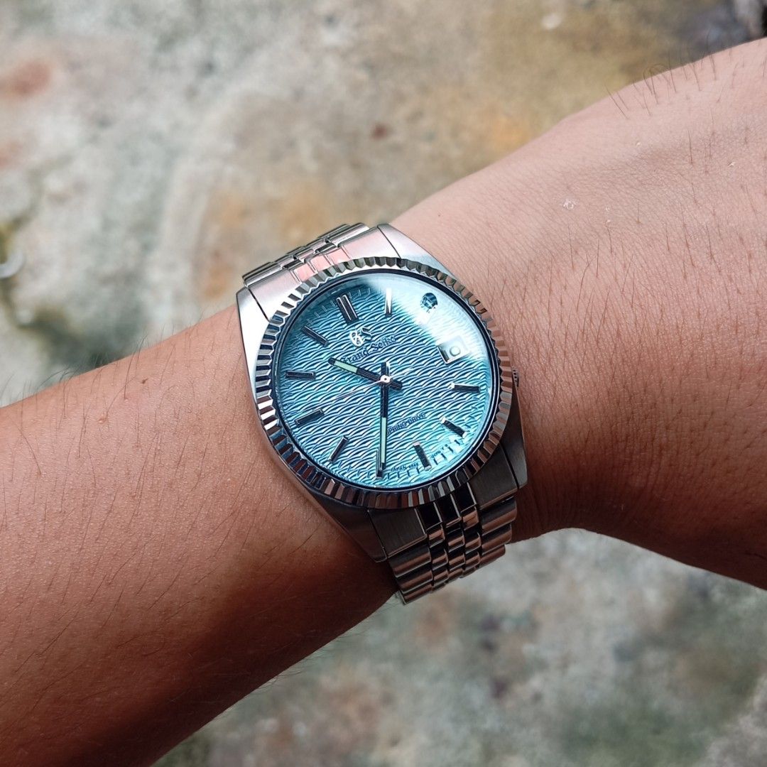 SNXJ Steel Datejust (Category: Luxury Watches) located in Caloocan City. Submitted by pablocitos28443 (Listing ID 1448735587, Image 2). Description: Modified SNXJ Datejust (SNXJ89) Diameter: 37mm Modifications: Bezel (Stock) Crystal (Stock Mineral) Dial (Stock Silver SNXJ89 -> GS Sky Blue Dial) Hands (Stock Hands) Bracelet (Stock Jubilee Bracelet) Movement (Newly Serviced 7s26 Automatic) All other parts are stock Available for purchase at ₱ 5,499