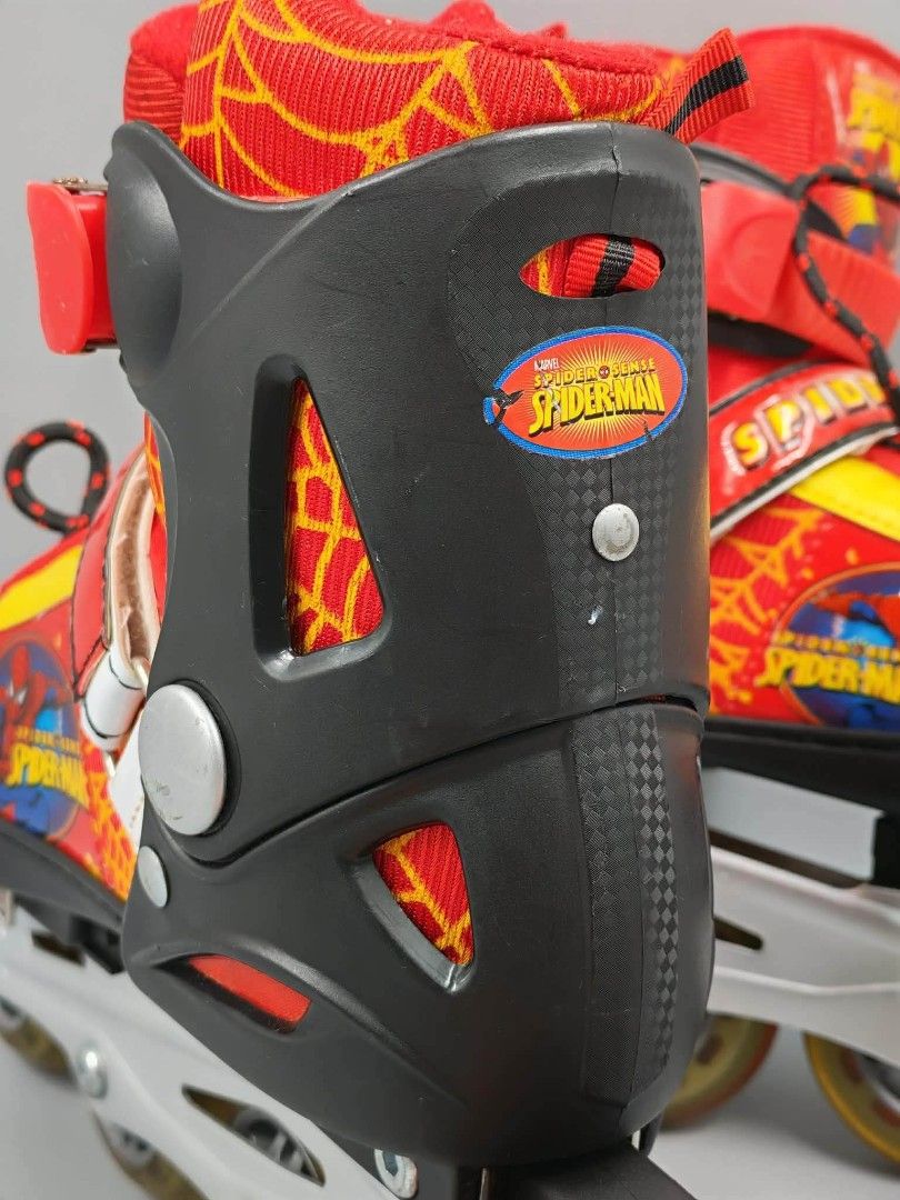 Spider-Man Inline Roller Skates ABEC-7 Size 35-38 (Category: Skates, Rollerblades & Scooters) located in Manila. Submitted by thrifty_cool (Listing ID 1448761249, Image 3). Description: - Authentic Spider-Man inline roller skates - Vibrant red and yellow design with iconic Spiderman graphics - Equipped with high-performance ABEC-7 bearings for smooth gliding - Adjustable size: Fits EU 35 to 38 (equivalent to CM 22-24.5) - Perfect for beginner ska