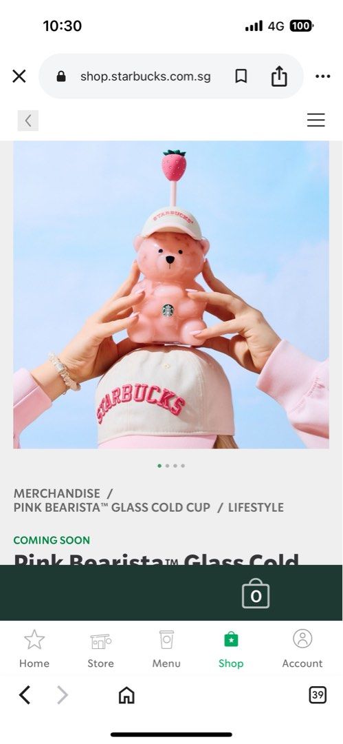 Starbucks Pink Bearista Glass Cold Cup