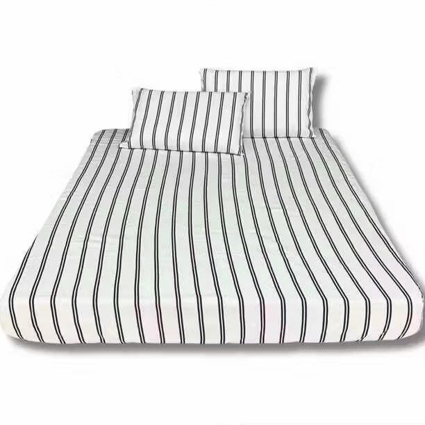 Striped Single Bedsheet + 2 Pillowcases (Category: Bedding & Towels) located in Makati City. Submitted by thhird (Listing ID 1448855784, Image 1). Description: Choco brown striped full garter bed sheet + 2 pillowcases (18x28in).