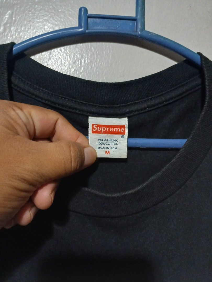 Supreme T-shirt Size M Black (Category: Tshirts & Polo Shirts ) located in Manila. Submitted by ninshok (Listing ID 1448826441, Image 3). Description: - Authentic Supreme T-shirt - Size: Medium - Design: Front graphic print - Material: 100% Cotton - Origin: Made in USA - Condition: Good, no major flaws - Perfect addition to your streetwear collection!.