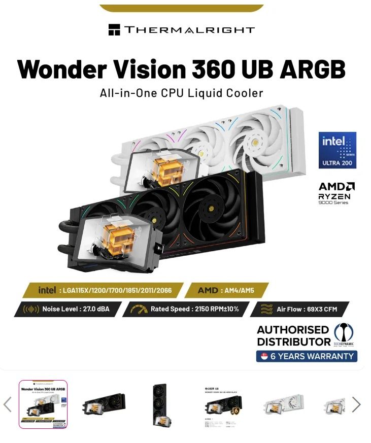 Thermalright Wonder Vision 360 ARGB CPU AIO Liquid Cooler - Black
