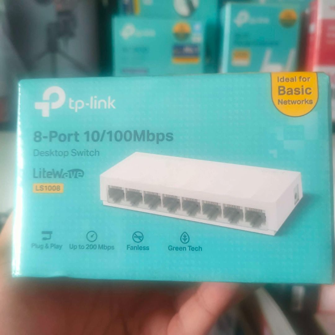 TP-Link LS1008 8-Port Desktop Switch (Category: Networking) located in Santa Maria. Submitted by victorioustech (Listing ID 1448711338, Image 2). Description: 🌐 Need more LAN ports? Expand your network in seconds! TP-Link LS1008 8-Port Desktop Switch 💰 PRICE: PHP 435 ✅ 8-Port 10/100Mbps Desktop Switch ✅ Plug & Play – No Setup Required ✅ 8 Auto-Negotiation RJ45 Ports ✅ Auto MDI/MDIX Support ✅ Green Ethernet Technology (Power Saving) ✅ IEEE 802.3