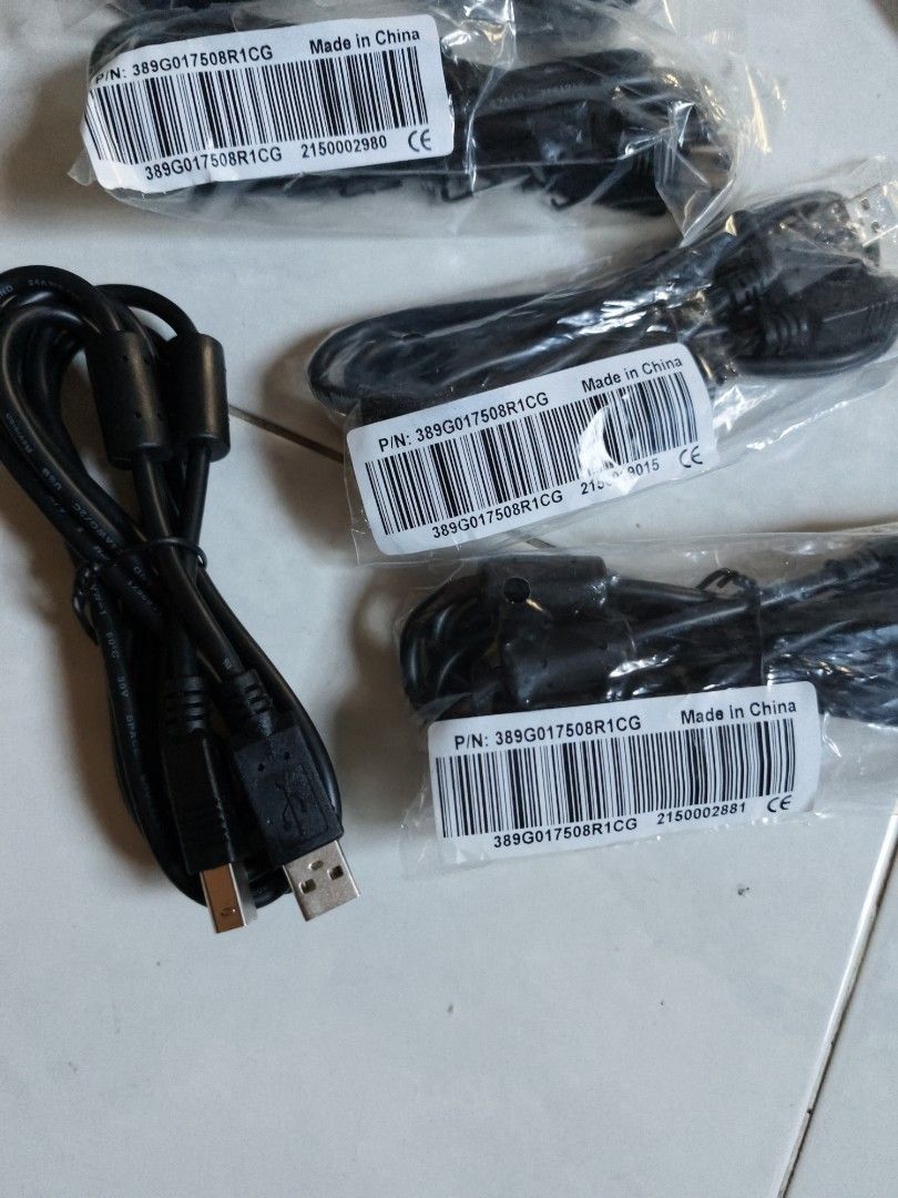 USB Printer Cable (Category: Cables & Adaptors) located in Singapore. Submitted by jumpjeffjump (Listing ID 1448797608, Image 3). Description: - USB A to B cables - Standard printer cable type - Color: Black - Individually packaged - Ideal for printers, scanners, and other USB B devices - Excellent value bundle .