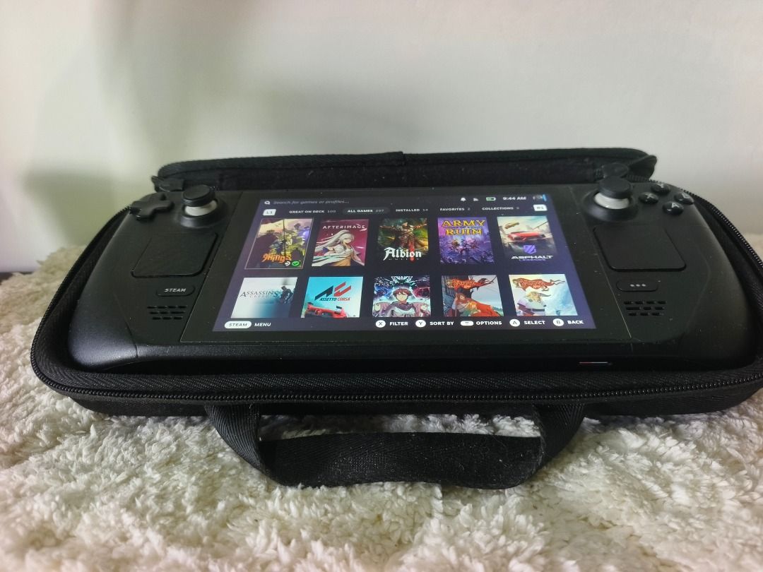 Valve Steam Deck 64 Gb Variant with 512gb memory card (Category: Others) located in Balingasag. Submitted by gamerossan (Listing ID 1448715748, Image 2). Description: Comes with Case, 3rd Party Steam Dock, Original Charger, 512 Memory card.