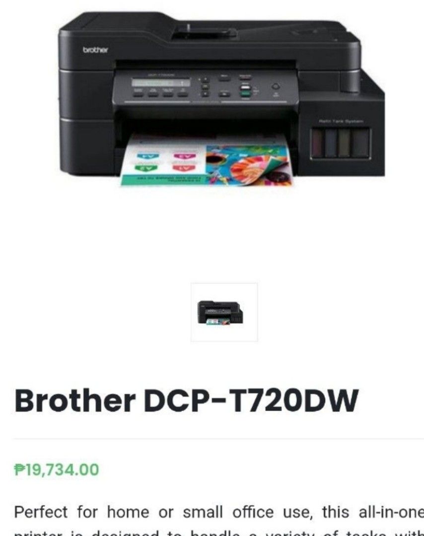 Wireless Printer, Continuos Ink, Scan,Photocopy Brother Printer (Category: Printers, Scanners & Copiers) located in Manila. Submitted by lewy_ernitas (Listing ID 1448711673, Image 1). Description: -Heavy duty printer -Working Photocopy -Working ADF -Working Wireless printing Working Scanner -This was given to me last year. - Ginamit ko lang po before sa thesis. -Ngayon po kasi di ko na ginagamit. -Need ko lang funds for my baby. -Test all you wan