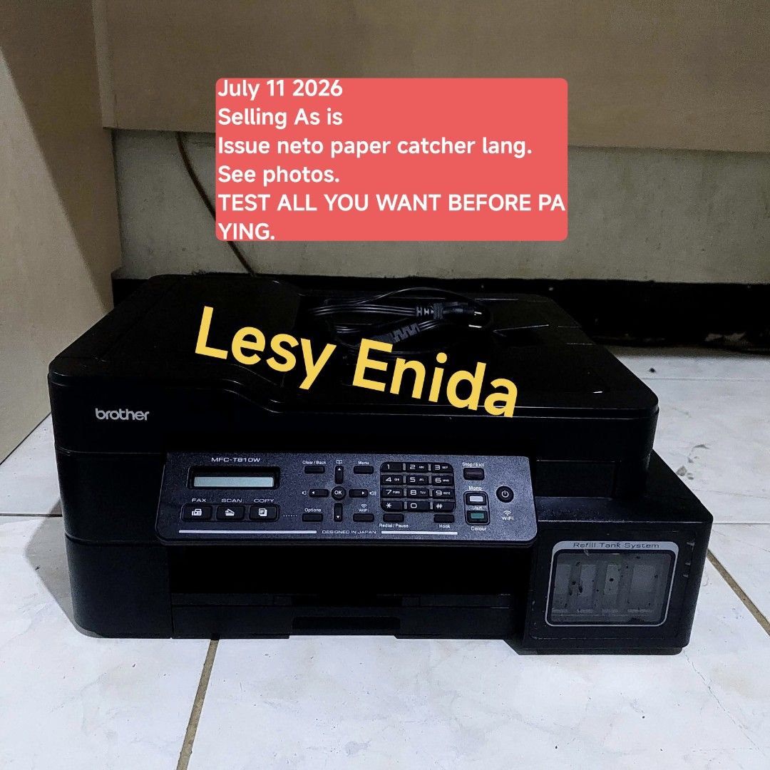 Wireless Printer, Continuos Ink,Photocopy,Scanner Brother Printer (Category: Printers, Scanners & Copiers) located in Makati City. Submitted by viniqui_siliera (Listing ID 1448798329, Image 2). Description: -Working printing via mobile phone -You can photocopy Long papers via Auto Document Feeder - Working scanner via mobile phone -Working photocopy via scanner glass. - You can test all you want before printing. -Selling As Is Where Is -Binigay l