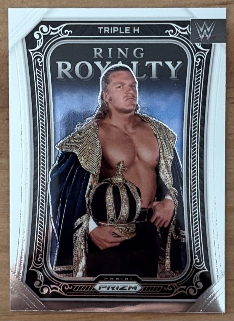 WWE Cards | Triple H | Ring Royalty '23 (Category: Raw Singles) located in Manila. Submitted by cardlab (Listing ID 1448702199, Image 1). Description: Items are 💯 authentic/original/legit. About The Card: • Prizm '23 • Card No. 9 • Insert: Ring Royalty FOR: • Cards ₱99 and below with Card Sleeves • Cards ₱100 and up with Used Toploader • ₱10 for Bnew Tops Packaging (If Shipping): ✔️ Plastic cover ✔️ Cardboard ✔️ Bubble wrap NOTE: • Cards are raw