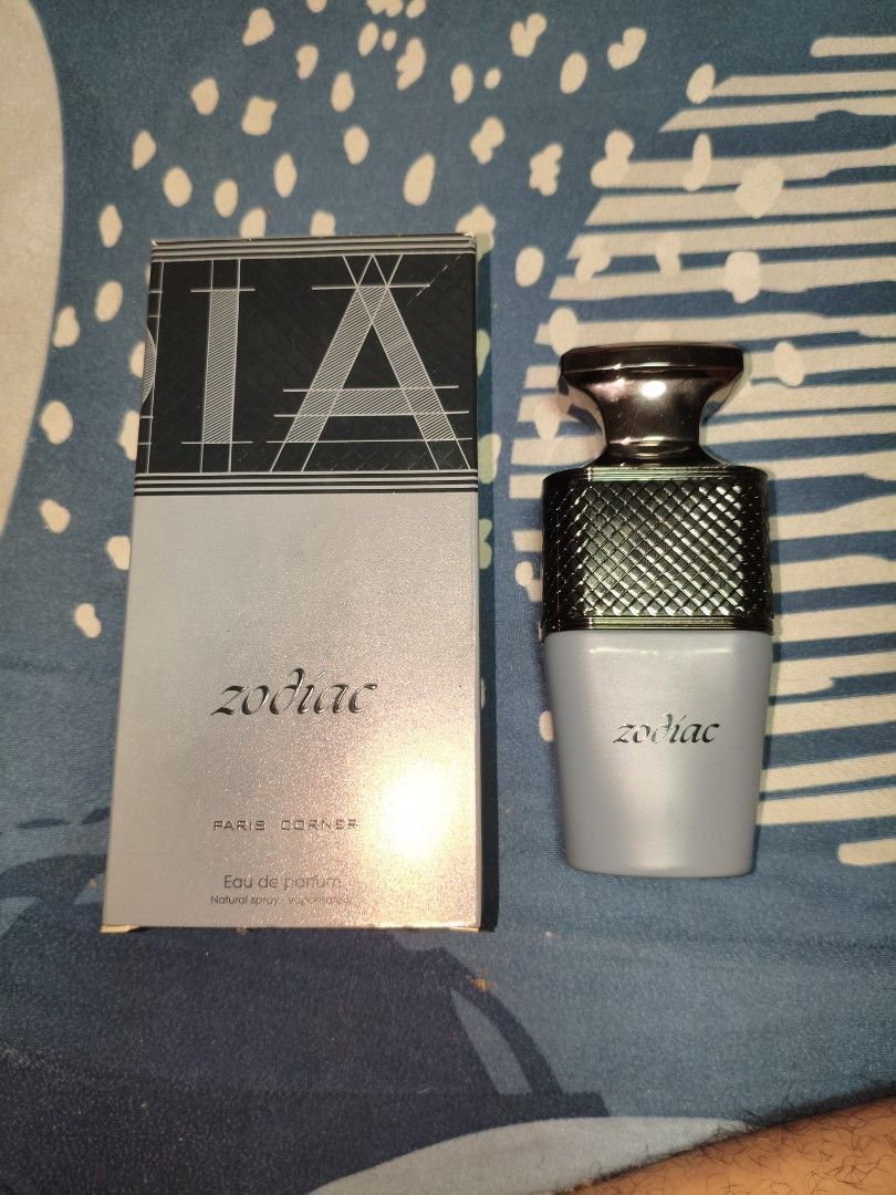 Zodiac Eau de Parfum by Paris Corner (Category: Fragrance & Deodorants) located in Calamba. Submitted by vnlaron (Listing ID 1448789213, Image 1). Description: Zodiac Eau de Parfum by Paris Corner 90% Juice & Rare Dupe of Blue Talisman rfs: Not my style of scent anymore (Bought for 1800 pesos).