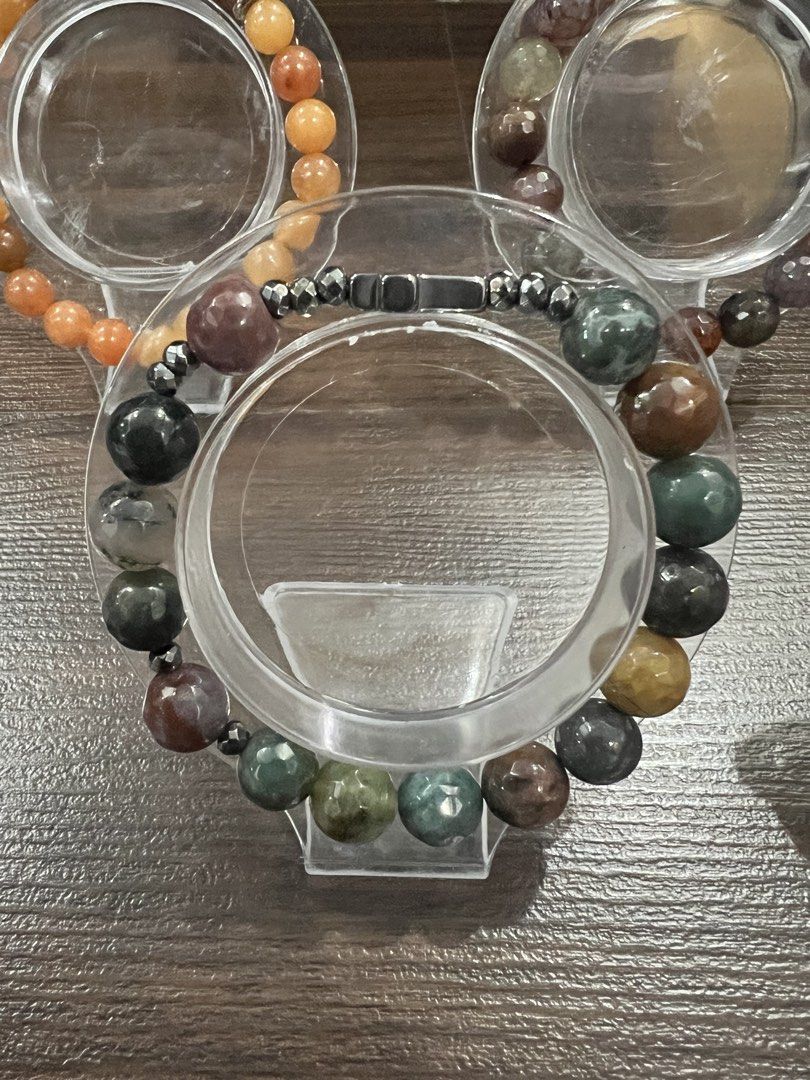 agate - tiger eye - obsidian - aventurine gemstone bracelets (Category: Bracelets) located in Las Pinas. Submitted by vava2225 (Listing ID 1449077981, Image 2). Description: 🟤 Indian Agate & Hematite Rosary Bracelet – ₱399 Indian Agate is traditionally associated with balance, grounding, and emotional stability, while Hematite is believed to provide strength, protection, and confidence. A meaningful piece for staying centered and focused. 🟤 Ind