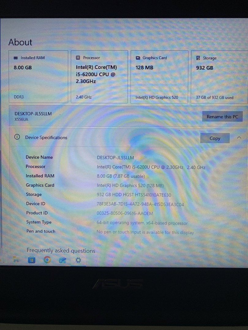 ASUS Laptop with Windows 10