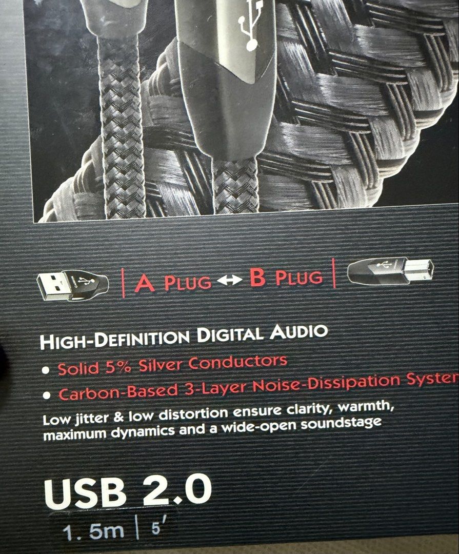 Audioquest USB A-B Carbon (Category: Portable Audio Accessories) located in Santa Rosa. Submitted by betty.beth (Listing ID 1448905977, Image 3). Description: Audioquest USB A-B Carbon 1.5 meters Bought it a year ago Good as new Complete with box RFS: Upgrade.