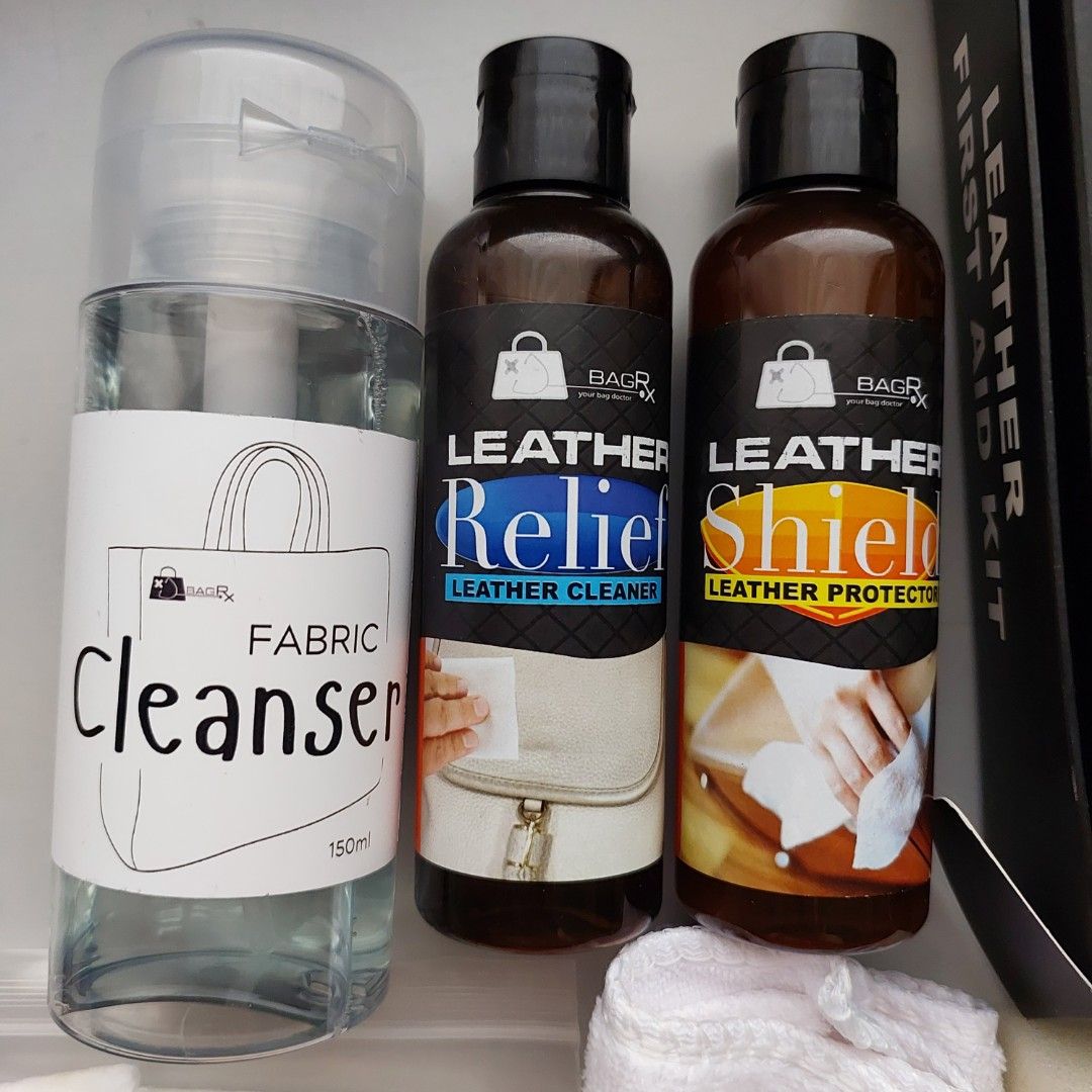 BAGRX Leather First Aid Kit - Cleaner, Protector, Cleanser (Category: Medical Supplies & Tools) located in San Juan City. Submitted by peachykr (Listing ID 1448988680, Image 2). Description: BAGRX Leather First Aid Kit and Fabric Cleanser Items' total worth is about ₱4,000. Used only 1-2x to clean a leather bag..