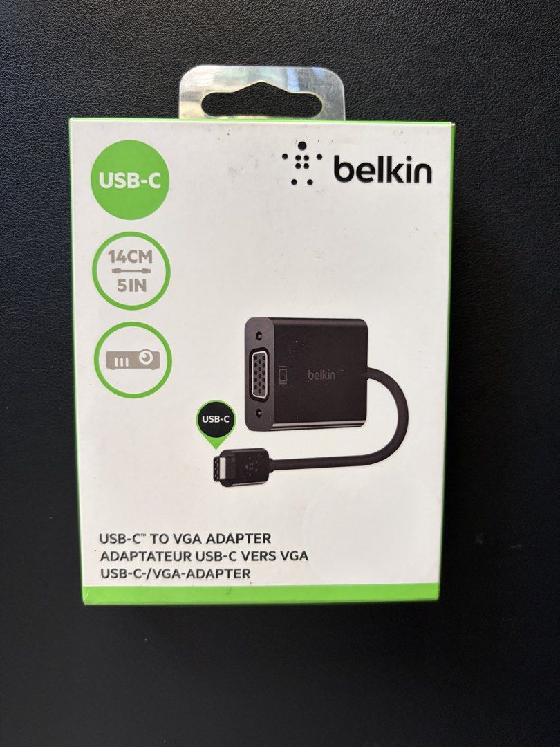Belkin USB-C to VGA Adapter - Black (Category: Cables & Adaptors) located in Bulacan. Submitted by darylp (Listing ID 1448909935, Image 1). Description: - Belkin USB-C to VGA Adapter - Connect USB-C devices to VGA monitors or projectors - Cable Length: 14cm (5 inches) - Color: Black - Model: BPLM091BLK.