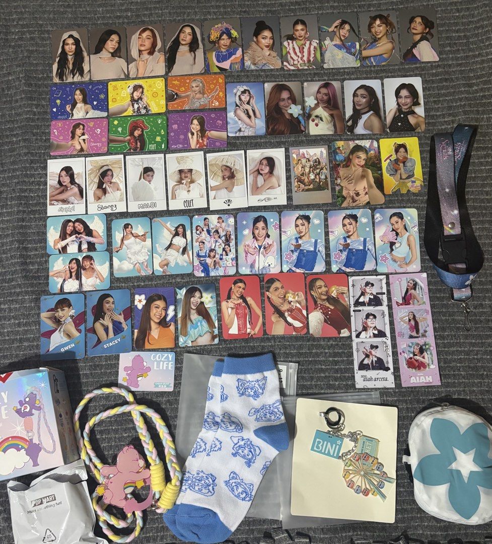 bini assorted official photocards and merch (Category: K-Wave Merchandise) located in Makati City. Submitted by mikhaiahjellyy (Listing ID 1449099904, Image 1). Description: price ranges from 50-350 slight nego prio taking more kindly send me a message for availability and prices.