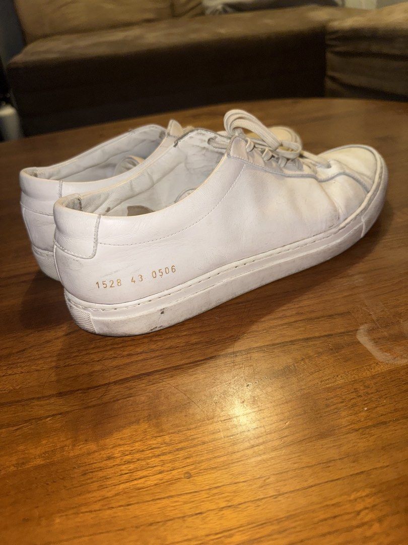 Common Projects White Leather Sneakers Size 43 EU, 10 US (Category: Sneakers) located in Quezon City. Submitted by jsgalisim52451 (Listing ID 1449033905, Image 3). Description: PTPA fs 6,995 slightly nego Common Projects White Achilles Size 43EU Issues: Heel drag, slight sole separation *repainted soles by grail sneaker care QC loc.