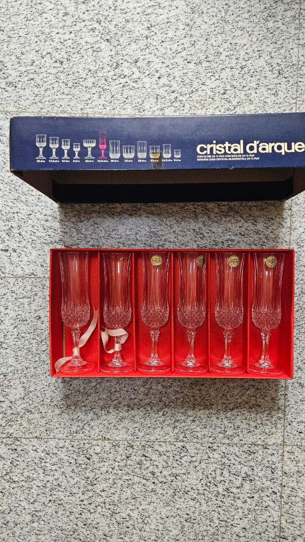 Cristal d'Arques Set of 6 Wine Glasses (NEW)