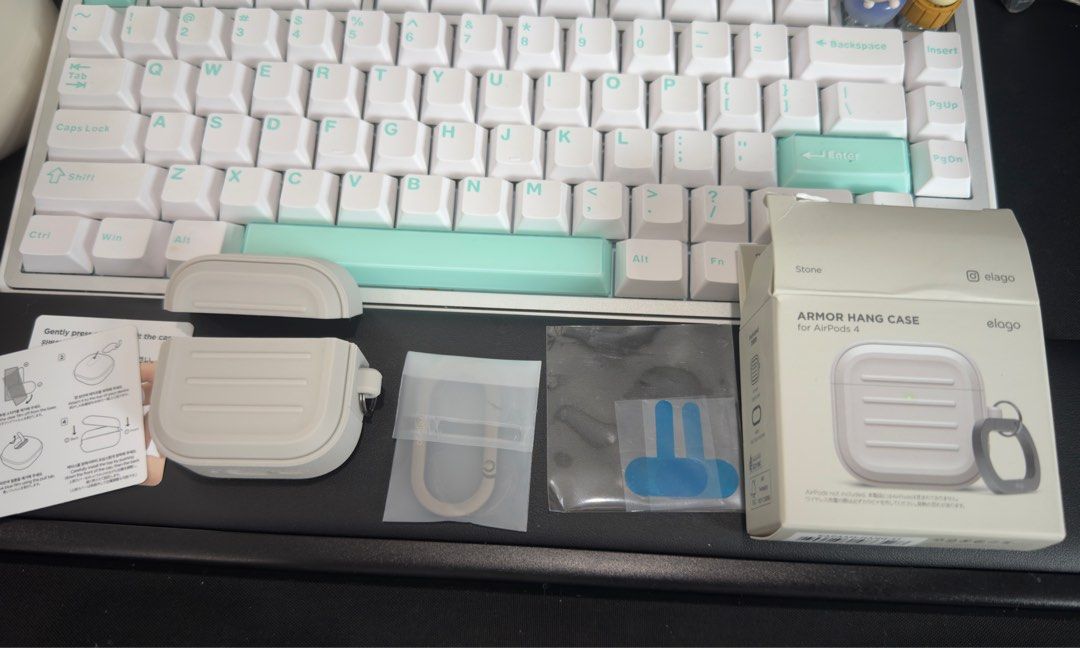Elago Armor Hang Case for *AirPods 4* (Stone) (Category: Cases & Sleeves) located in Paranaque City. Submitted by wheisenbergw (Listing ID 1448955939, Image 2). Description: - Elago Armor Hang Case for AirPods 4 - Color: Stone - Provides durable protection for your AirPods Pro - Includes carabiner for easy attachment and portability - Selling because I checkout the wrong one for my airpods pro.
