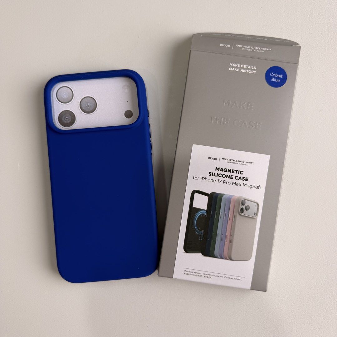 ELAGO iPhone 17 Pro Max Case in Cobalt Blue (Category: Cases & Sleeves) located in Masbate. Submitted by savedforlater (Listing ID 1448952331, Image 1). Description: ELAGO iPhone 17 Pro Max in Cobalt Blue ❀ Brand new ❀ Magnetic silicone case ❀ Purchased from the orange app for ₱1499 ❀ RFS: Accidentally bought the wrong one.