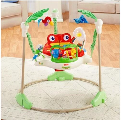 Fisher-Price Rainforest Jumperoo (Category: Infant Playtime) located in Davao. Submitted by nerftoydepot (Listing ID 1449021102, Image 3). Description: - Fisher-Price Rainforest Jumperoo - Spinning seat with lots of engaging toys - Music and sounds activated by baby's jumps - Adorable froggy and jungle animal theme - Promotes playtime and developmental skills - Folds for convenient storage.