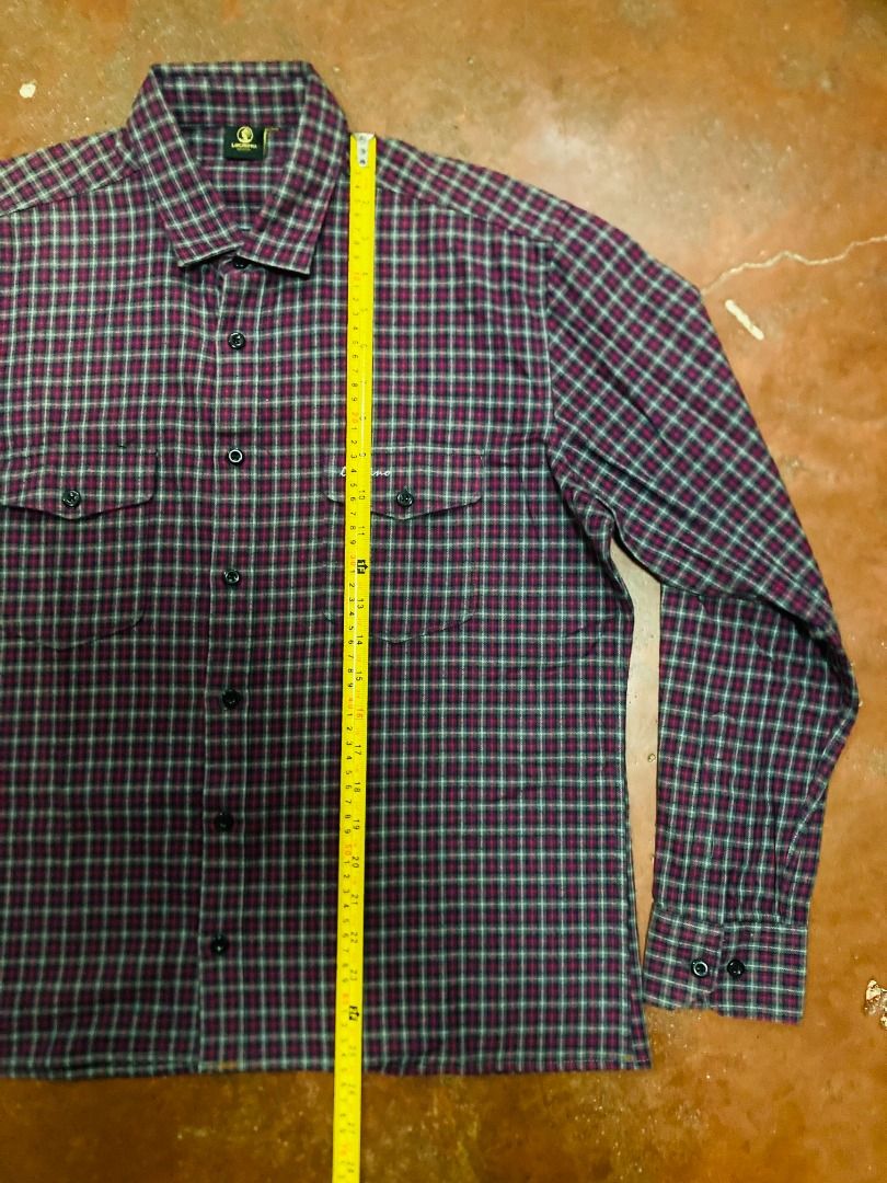 Flannel - button down (Category: Activewear) located in Rizal. Submitted by sensorix___ (Listing ID 1448916957, Image 3). Description: This Panhandle western shirt features a red and purple plaid pattern with snap buttons. DIMENSION 22 WIDTH X 25 LENGHT - INCHES CONDITION - LIKE NEW COLOR RATE - 9 OUT OF 10.