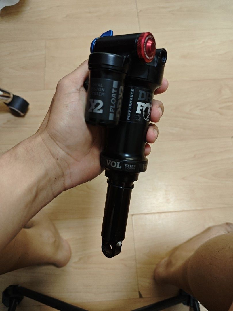 Fox Float DPX2 Performance (Category: Parts & Accessories) located in Singapore. Submitted by ravensworth (Listing ID 1448985998, Image 1). Description: - Fox Float DPX2 Performance rear shock -205x60 - Colour: Black - Adjustment Knobs: Red and Blue - Ideal for new bike builds or upgrades - Taken of Specialized Enduro.