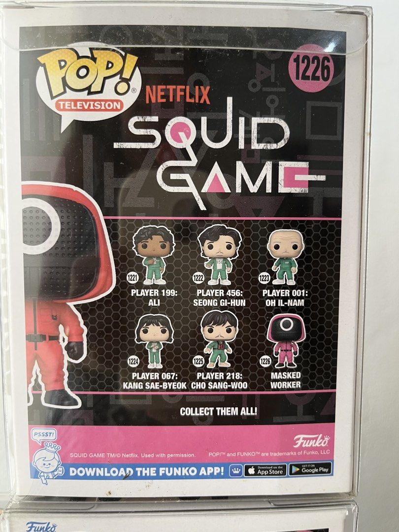 Funko Pop Squid Game Masked Worker #1226 (Category: Designer & Blind Box Toys) located in Marikina City. Submitted by shop.hie (Listing ID 1448935932, Image 3). Description: - Funko Pop! Figure: Masked Worker (Number 1226) - 100% original.