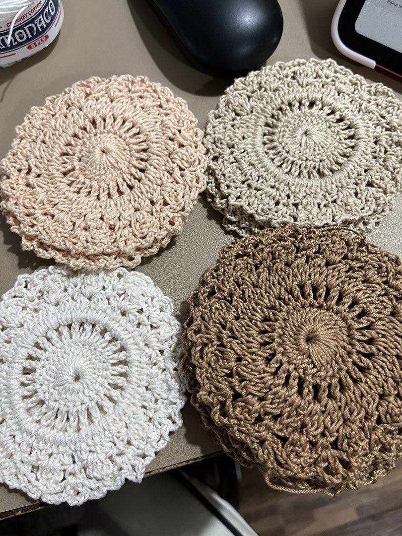 Glass mug coaster handmade crochet (Category: Coffee & Tea Tableware) located in Trece Martires City. Submitted by mlmendoza16 (Listing ID 1448947630, Image 1). Description: Handmade Crochet Coaster Made of monaco mercerized cotton Glass mug coaster On hand ready to ship .