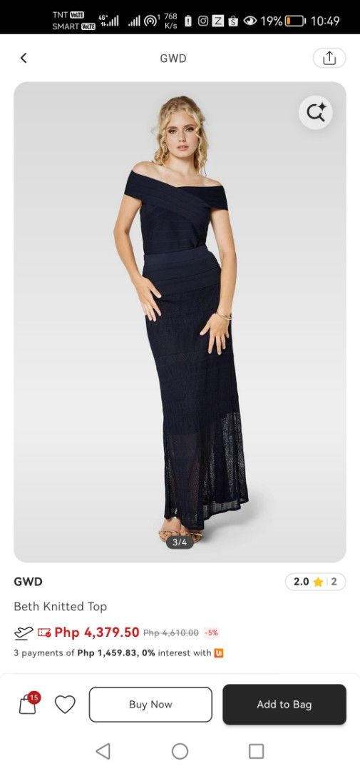 GWD Beth Knitted Off-Shoulder Top Navy Blue (Category: Blouses) located in Lopez. Submitted by declutteringcouchpotato (Listing ID 1449064914, Image 3). Description: - Navy blue knitted top from GWD - Chic off-shoulder design - Features a stylish criss-cross detail at the front - Short sleeves for comfort - Effortlessly pairs with skirts or pants - Ideal for a night out or a special occasion.