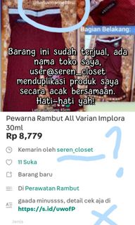 (Kategori: ) berada di . Dikirim oleh luvtuvstore (ID iklan 1448967050, Gambar 1). Deskripsi: .