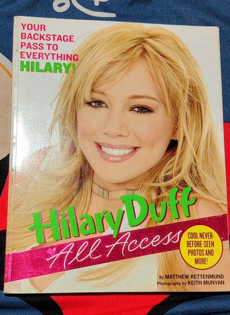 Hilary Duff All Access Official Biography Book (Category: Magazines) located in Batangas. Submitted by nickiperry12 (Listing ID 1449043180, Image 1). Description: Get this official biography book about Hilary withh cool never before seen photos inside. This thick book is in an all glossy photo paper with lots of photos and story about her. Has some damaged at the back but looks brand new inside without any missing pages or writing..