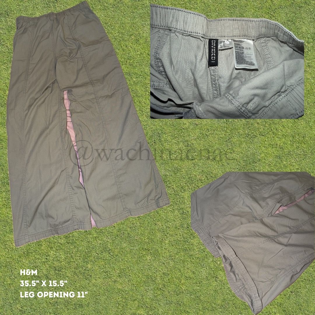 H&M Cargo Pants - Olive Green - Wide Leg (Category: Other Bottoms) located in Manila. Submitted by wachinaenae (Listing ID 1449088552, Image 2). Description: - H&M Cargo Pants - Wide leg fit - Multiple front and side pockets - Perfect for a casual, relaxed look Decluttering - Only worn once - In great condition - Color may vary slightly due to lighting. - Message me for more photos, measurements, or inquiries .