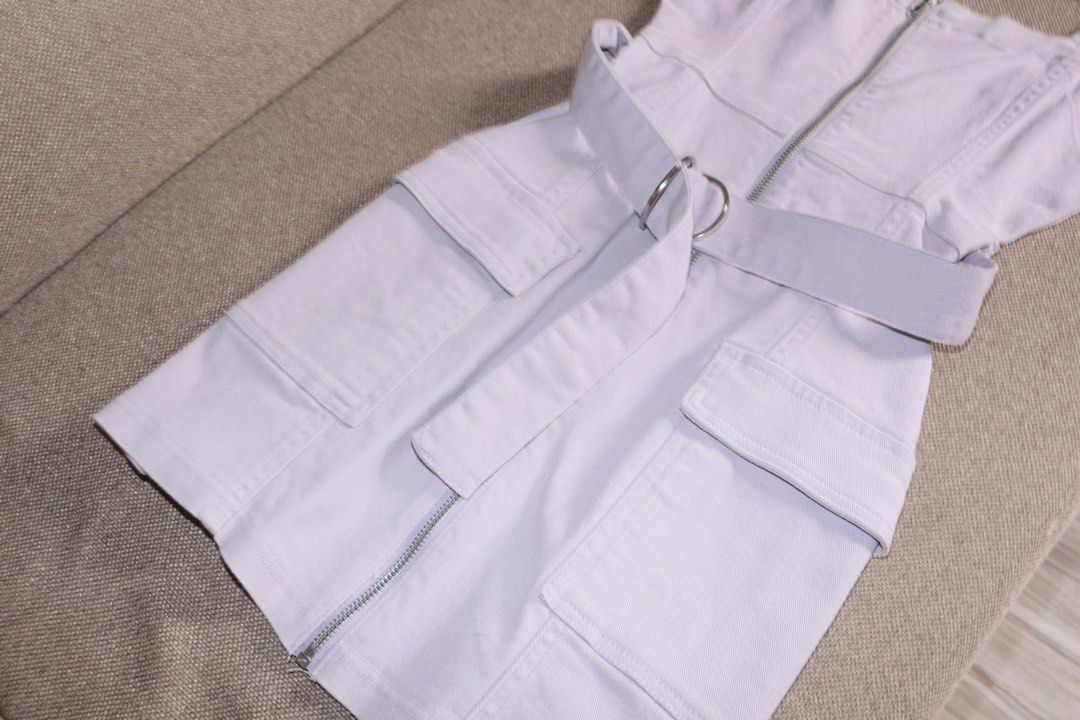 H&M Lavender Mini Denim Dress (Category: Dresses) located in Caloocan City. Submitted by celestine6 (Listing ID 1449022941, Image 2). Description: - Used Twice - Color: Lavender - Size: EUR - 32; UK - 4; CN - 155/76A .