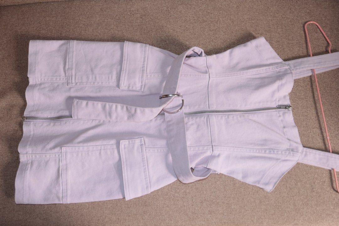 H&M Lavender Mini Denim Dress (Category: Dresses) located in Caloocan City. Submitted by celestine6 (Listing ID 1449022941, Image 3). Description: - Used Twice - Color: Lavender - Size: EUR - 32; UK - 4; CN - 155/76A .
