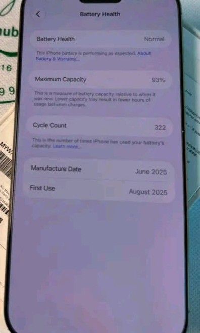 Iphone 16 pro max (Category: iPhone 16 Series) located in Manila. Submitted by cleverwhale_87a98f (Listing ID 1448910708, Image 3). Description: 𝗶𝗣𝗵𝗼𝗻𝗲 𝟭𝟲 𝗣𝗿𝗼 𝗠𝗮𝘅 𝟮𝟱𝟲𝗚𝗕 𝗗𝗲𝘀𝗲𝗿𝘁 𝗧𝗶𝘁𝗮𝗻𝗶𝘂𝗺 𝟵𝟯% 𝗕𝗮𝘁𝘁𝗲𝗿𝘆 𝗛𝗲𝗮𝗹𝘁𝗵 (𝟯𝟮𝟮 𝗖𝘆𝗰𝗹𝗲 𝗖𝗼𝘂𝗻𝘁) ZP/A NTC Approved No Sim Restriction (Openline) Inclusions: •Same Serial Box •Charge Cable Freebies: • 20W Power Adapter • Tempered Glass • Clear Case 📦 𝗦𝗵𝗶𝗽𝗽𝗶�