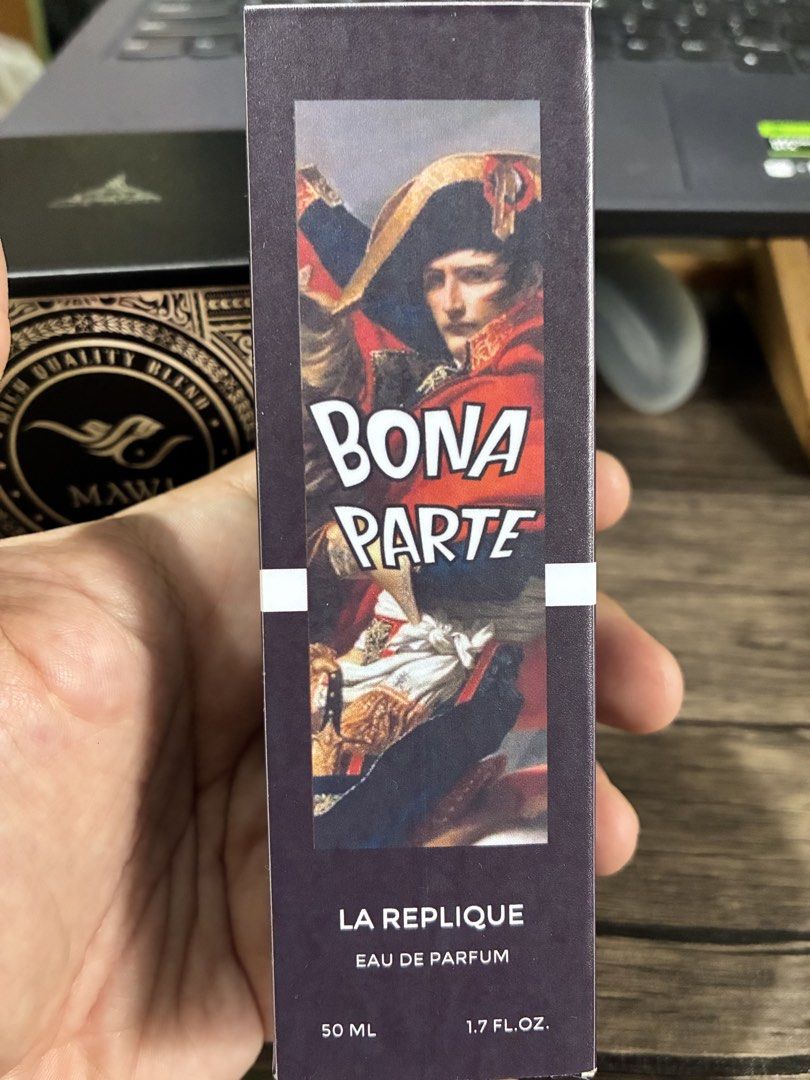 La Replique Bona Parte Eau de Parfum 50ml (Aventus dupe) (Category: Fragrance & Deodorants) located in Paranaque City. Submitted by anthonyjubs (Listing ID 1448956677, Image 3). Description: Few sprays missing only Complete presentation Non-magnetic cap Sprayed to test only Got this on the orange app for P859 (sale) RFS: Decluttering Location: Don Bosco, Paranaque City Same day shipping via Lalamove available GCash payment accepted.