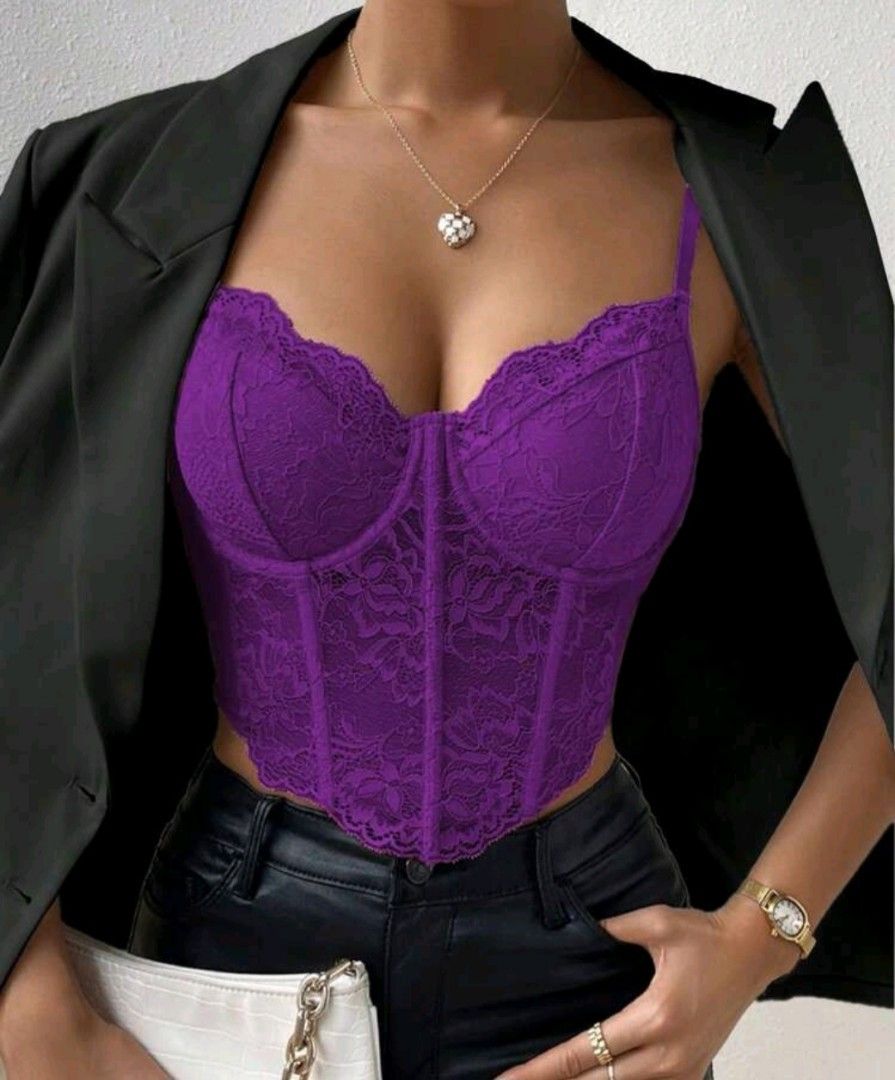 Lace Bustier Cami Top purple xs (Category: Sleeveless) located in Manila. Submitted by nariachic (Listing ID 1448919045, Image 1). Description: Lace Bustier Cami Top purple xs.