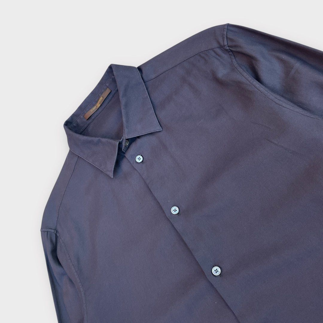 Louis Vuitton - Vintage - Black Button-up Shirt (Category: Formal Shirts) located in Los Banos. Submitted by declutterking (Listing ID 1449088829, Image 3). Description: Fits Medium-Large Dimensions: 18" shoulders 21.75" chest 31.25" length 27.25" sleeves Excellent condition Authentic.