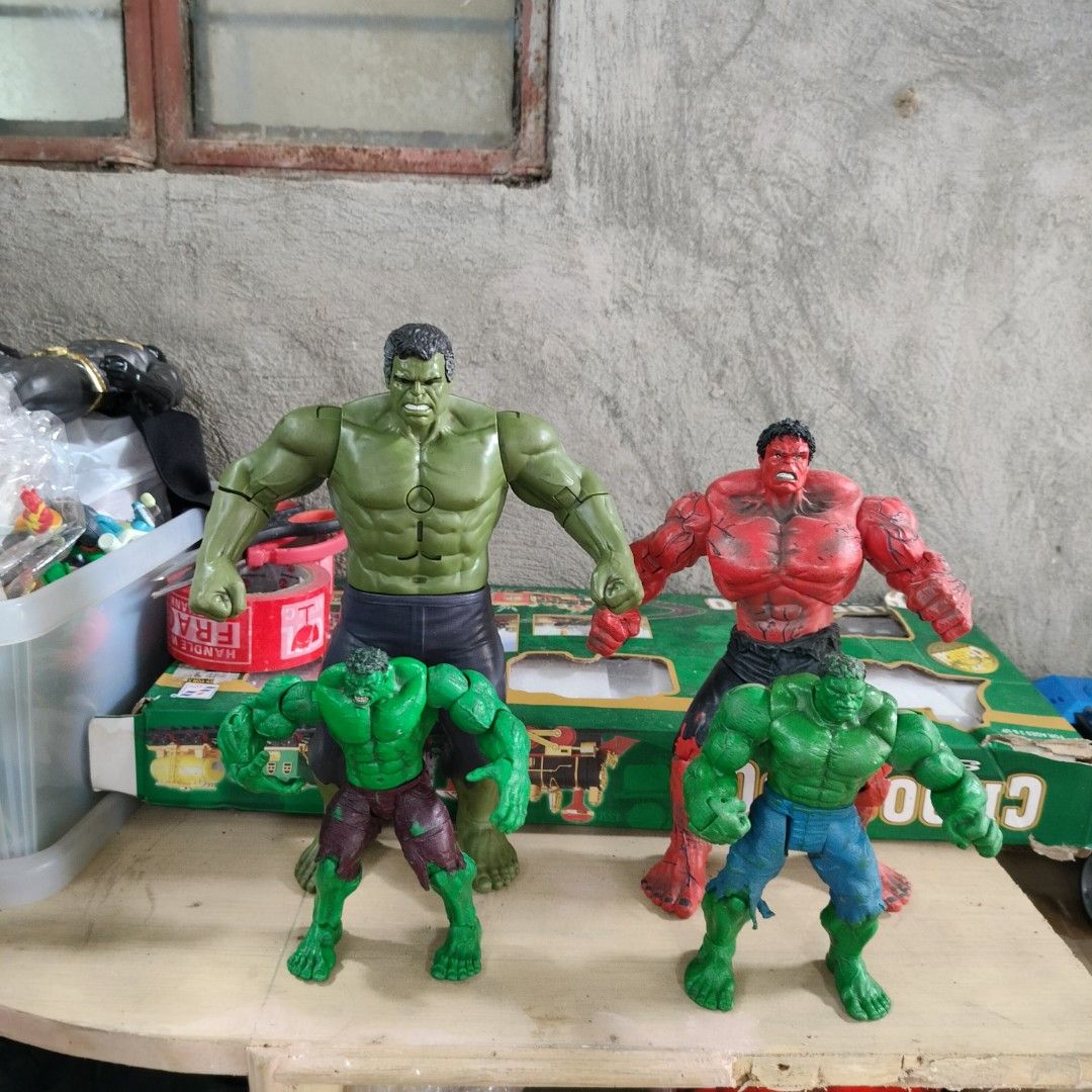 Marvel Hulk Action Figures Set (Category: Action & Battle Toys) located in Plaridel. Submitted by klayskolektibols (Listing ID 1449035903, Image 1). Description: - Set includes green and red Hulk action figures. - Figures come in different sizes. - Perfect for Marvel fans, collectors, or kids. - Please note: Some figures have minor paint wear..