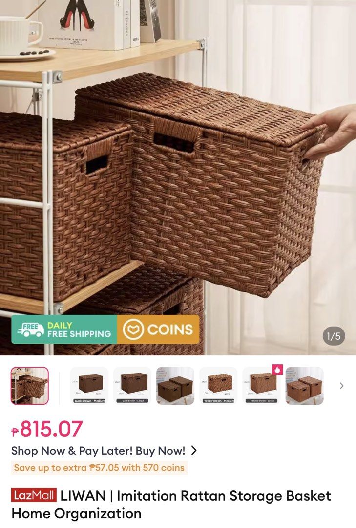 Multifunctional Storage Basket (Category: Storage Boxes & Baskets) located in Pasay City. Submitted by vaniefaye (Listing ID 1449032052, Image 1). Description: Brand new. Basket with Lid. Still with box. Sturdy and well-made construction. Ideal for storage Medium: Light brown, Size 38x26x24 - 370 pesos Large: Dark brown, Size 41*28*26 - 470 pesos SF c/o buyer .