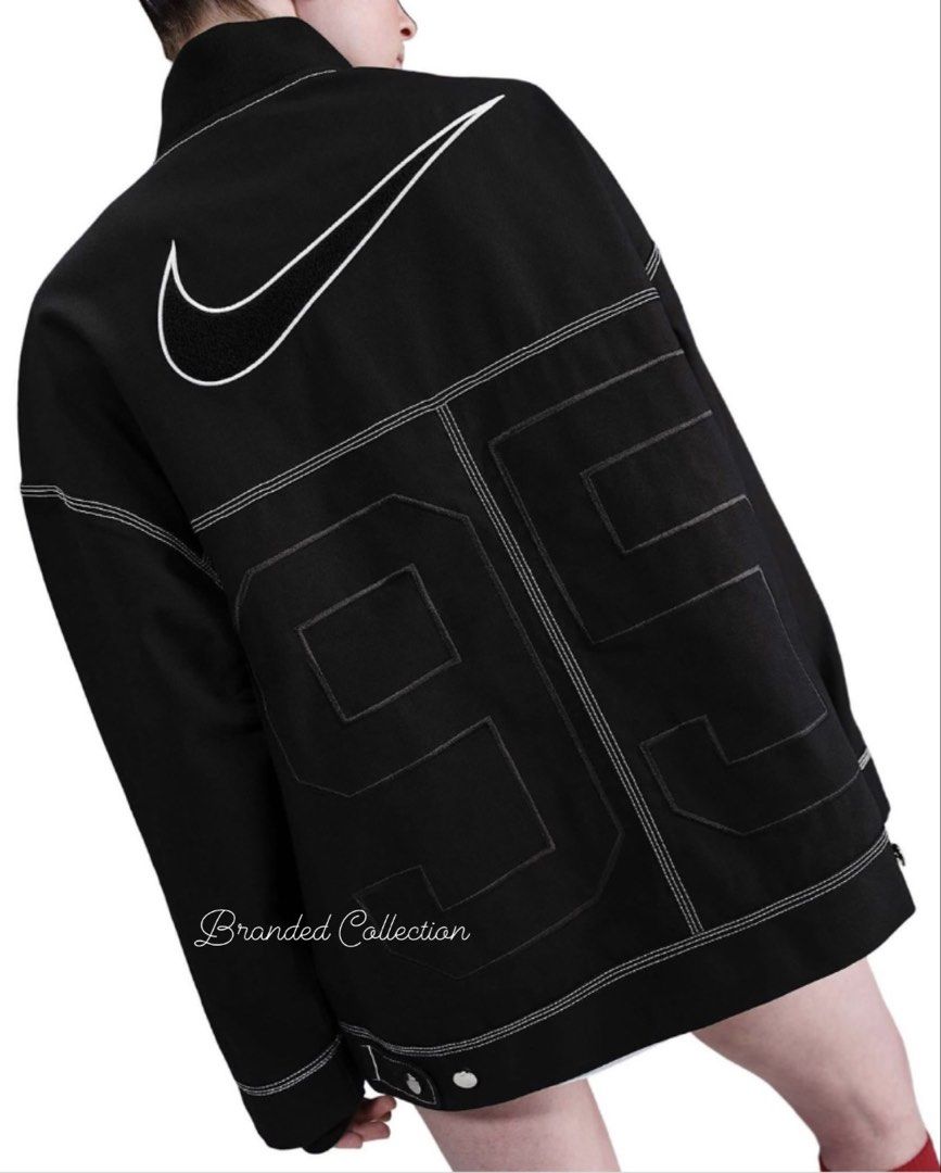 Nike Black Bomber Jacket (Category: Coats, Jackets and Outerwear) located in Manila. Submitted by usbrandedcollections (Listing ID 1448898466, Image 3). Description: SKU: CLT-NKE-0022 Sleek Black Bomber Jacket. Features distintive white stitching. Ideal for casual wear. Graphic. Oversized cargo jacket. Medium. Oversized fit. Front zip fastening. Side pockets. Cotton 100%. FYI: pwede Unisex ✅ 💯% Legit Seller ✅ 💯 Authentic 🇺🇸 (All items bought 