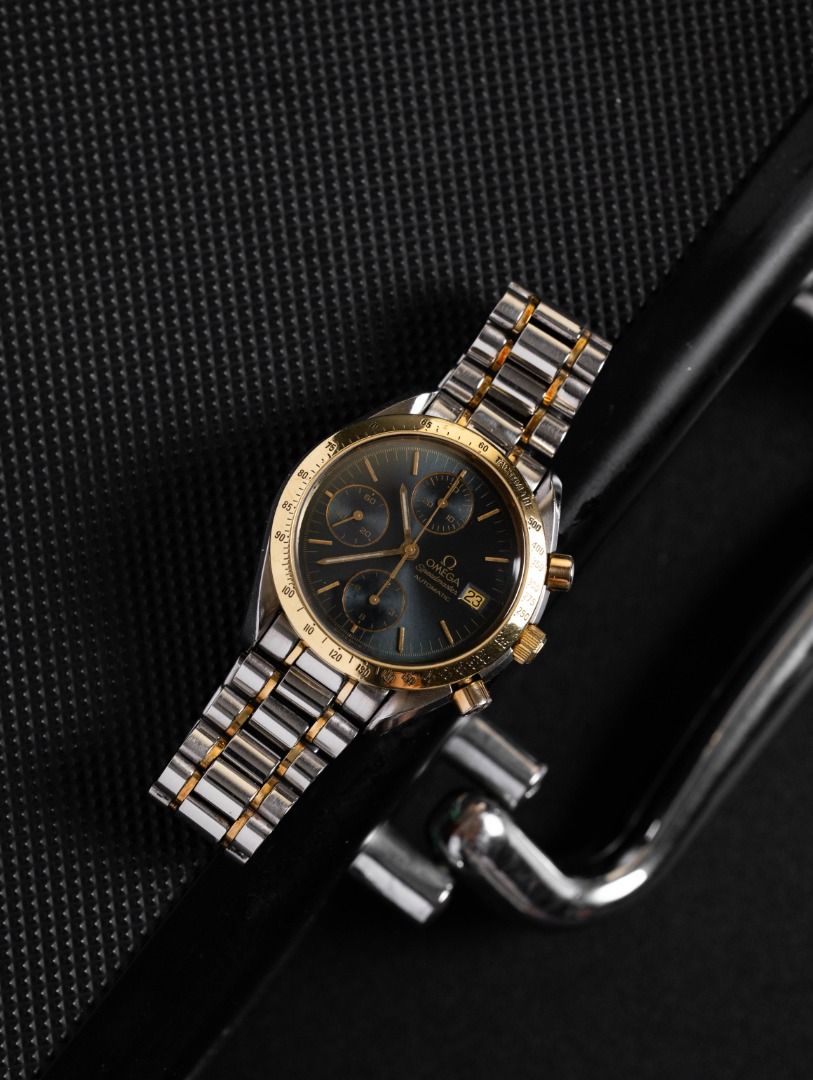 Omega Speedmaster Automatic Date Ref. 375.0063 Blue Dial Two-Tone | Cal. 1155 (Category: Luxury Watches) located in Las Pinas. Submitted by collectiblewatchesmanila (Listing ID 1449020717, Image 1). Description: Brand Omega Model Speedmaster Automatic Date Reference 375.0063 Movement Omega Caliber 1155 Automatic Functions Hours, Minutes, Small Seconds, Chronograph, Date Case Size 39mm Case Material Stainless Steel & Yellow Gold Bezel Yellow Gold 