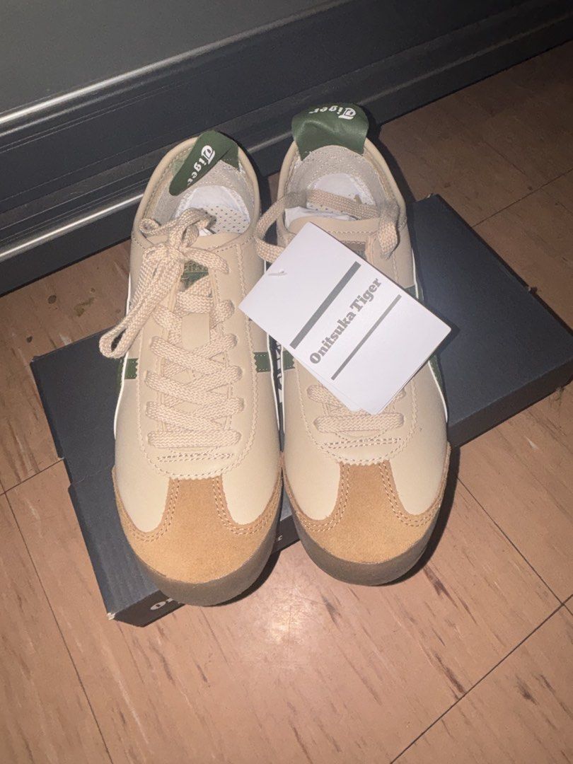 Onitsuka Tiger Mexico 66 Beige/Grass Green (Category: Sneakers) located in Cavite. Submitted by edithb0121 (Listing ID 1449004874, Image 3). Description: - Brand New Onitsuka Tiger Mexico 66 - Color: Beige/Grass Green - Size: US 6 (Women's 7.5) / 24.5cm - Condition: Never worn, fresh - Includes: Original box and tags - Style: Classic, ideal for everyday wear RFS: will buy another shoes design.