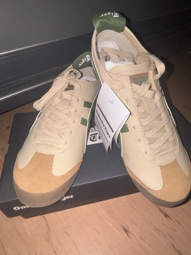 Onitsuka Tiger Mexico 66 Beige/Grass Green (Category: Sneakers) located in Cavite. Submitted by edithb0121 (Listing ID 1449004874, Image 1). Description: - Brand New Onitsuka Tiger Mexico 66 - Color: Beige/Grass Green - Size: US 6 (Women's 7.5) / 24.5cm - Condition: Never worn, fresh - Includes: Original box and tags - Style: Classic, ideal for everyday wear RFS: will buy another shoes design.