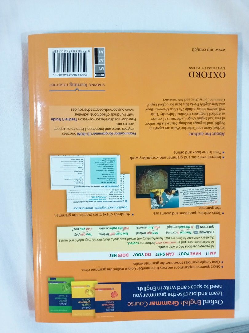 Oxford English Grammar Course Basic Book with CD-ROM (Category: Textbooks) located in Kuala Lumpur. Submitted by pocketmoneytheog (Listing ID 1449032975, Image 2). Description: - Oxford English Grammar Course Basic - Includes book and CD-ROM for pronunciation - Covers grammar explanations and exercises - Great for learning and practicing English - Authors: Michael Swan & Catherine Walter - Publisher: Oxford University Press.