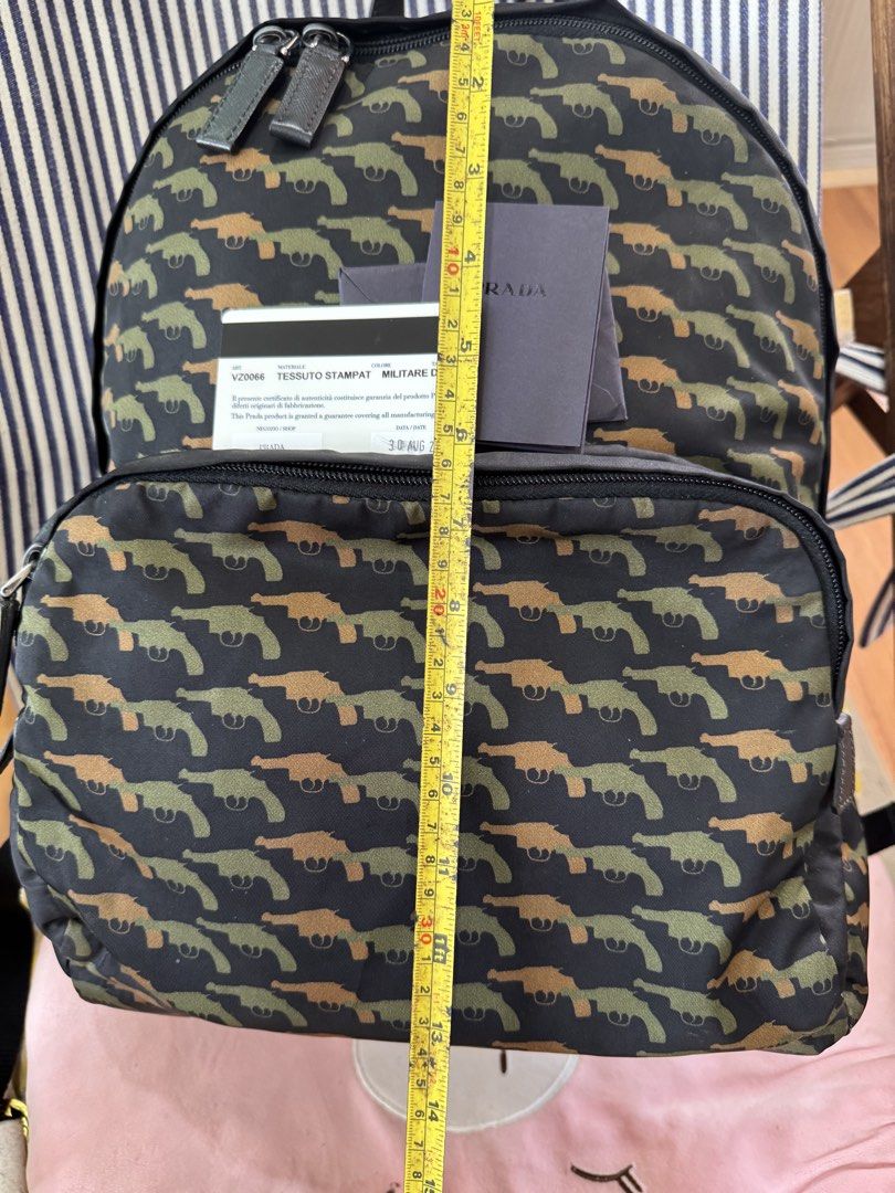 Prada backpack (Category: Luxury Bags & Wallets) located in Cagayan de Oro. Submitted by rjstz (Listing ID 1449071349, Image 3). Description: prada tessuto stampat militaire backpack made in italy in good condition slightly negotiable authentic!! with card .