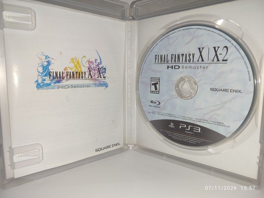 PS3 - Final FantasyX/X-2 HD Remaster (PRE-OWNED) "ALL" (Category: PlayStation) located in Mendez-Nunez. Submitted by sf2_gameshop (Listing ID 1448986876, Image 3). Description: PLEASE READ The disc contains the following: 1. Final Fantasy X 2. Final Fantasy X Eternal Calm 3. Final Fantasy X-2 4. Final Fantasy X-2 Last Mission 5. Credits and bonus audio CONDITION: Pre-loved item. Tested working. GENRE: Role-playing MODE: Single-player REGION: All 