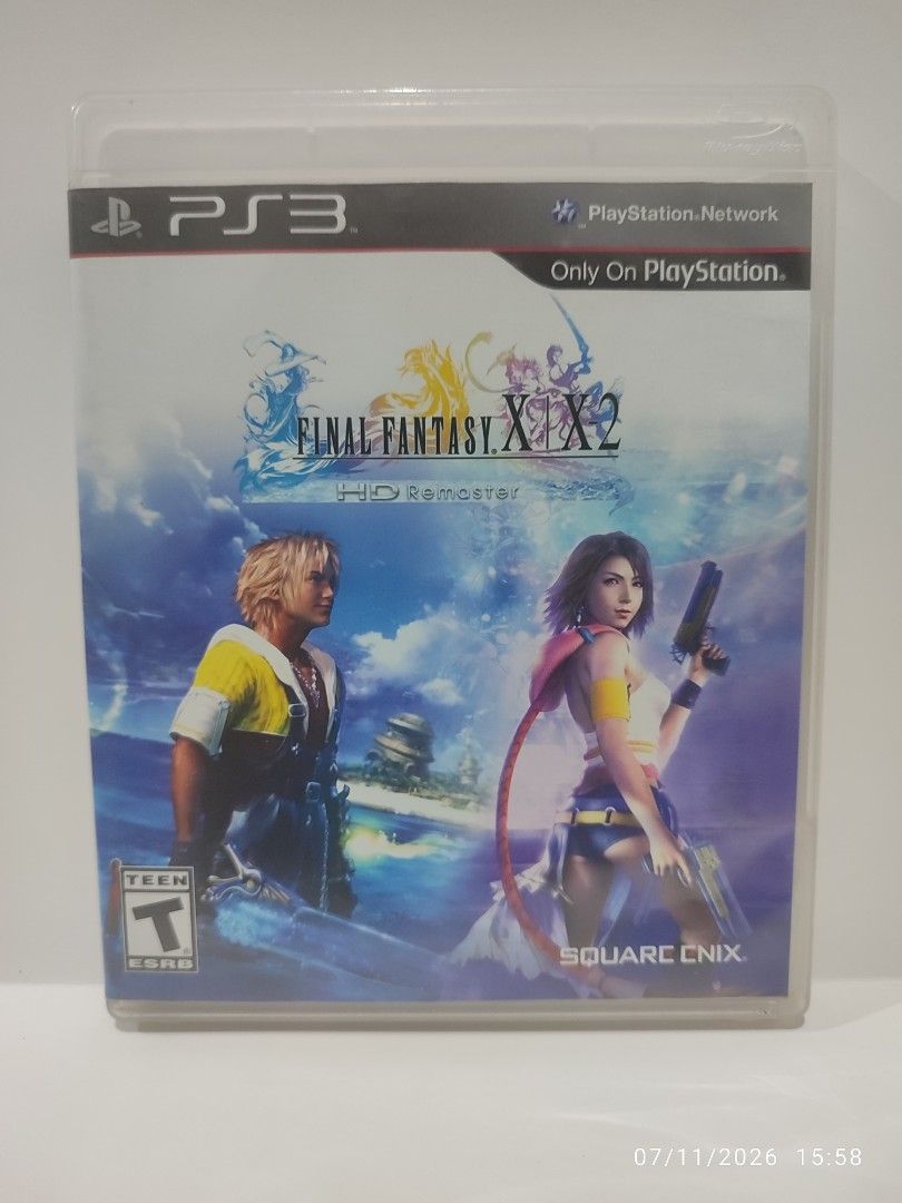 PS3 - Final FantasyX/X-2 HD Remaster (PRE-OWNED) "ALL" (Category: PlayStation) located in Mendez-Nunez. Submitted by sf2_gameshop (Listing ID 1448986876, Image 1). Description: PLEASE READ The disc contains the following: 1. Final Fantasy X 2. Final Fantasy X Eternal Calm 3. Final Fantasy X-2 4. Final Fantasy X-2 Last Mission 5. Credits and bonus audio CONDITION: Pre-loved item. Tested working. GENRE: Role-playing MODE: Single-player REGION: All 